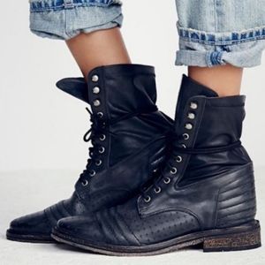 Free People Sounder Black Lace Up Combat Boots